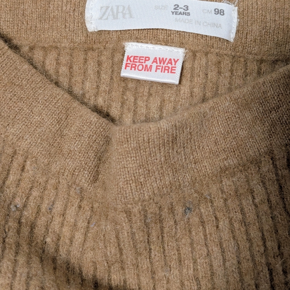 Zara Toddler Cashmere Knit Sweater & Pants Set 2-3 Years Pink Tan - Picture 8 of 10